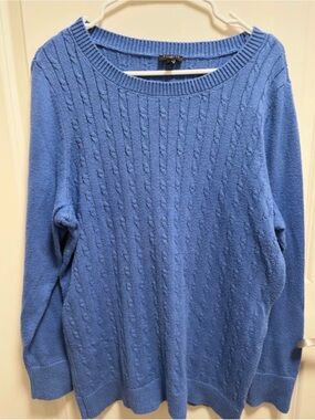 Talbots Cable-Knit Crew Sweater in Periwinkle Blue